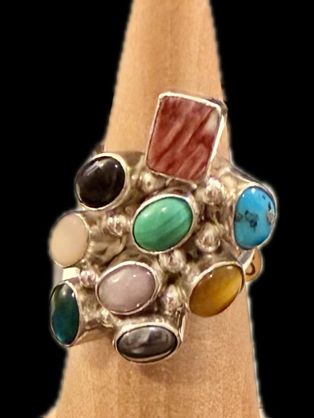 925 cluster gemstones ring size 7.5